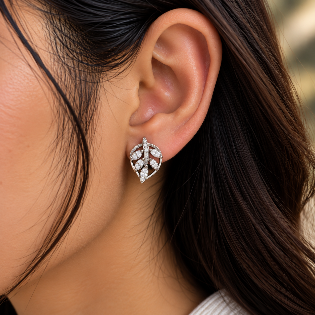 Sylvara Leafline Crystal Studs - Image 2