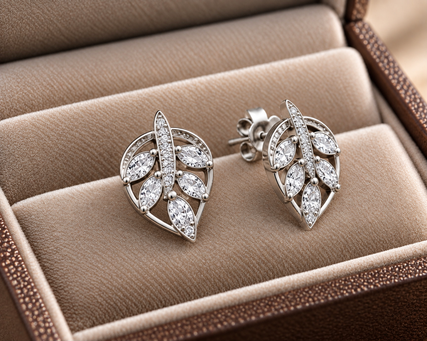 Sylvara Leafline Crystal Studs