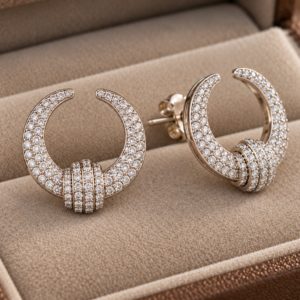 Celestial Crescent Pavé Hoops