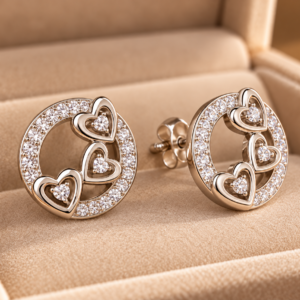 Heart Trio Halo Earrings