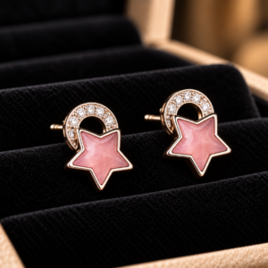 Pink Star Diamond Stud Earrings