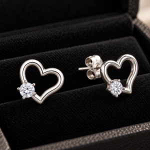 Heartline Solitaire Studs
