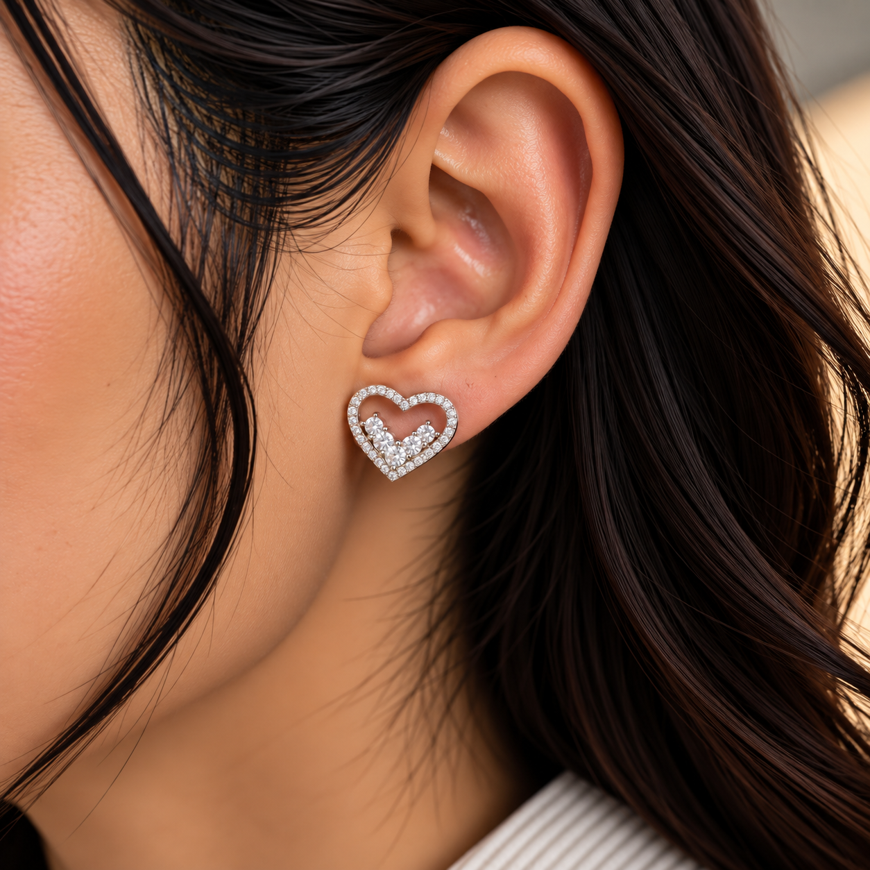 Heartline Sparkle Diamond Earrings - Image 2