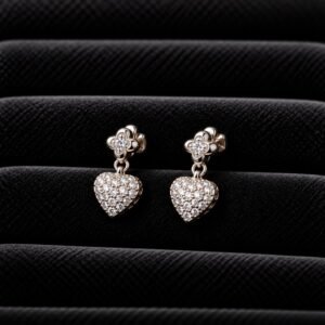Dainty Floral Heart Drop Earrings
