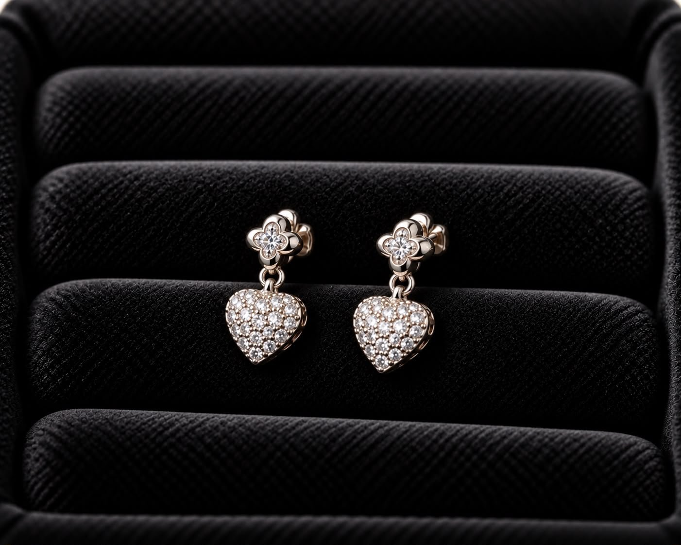 Dainty Floral Heart Drop Earrings