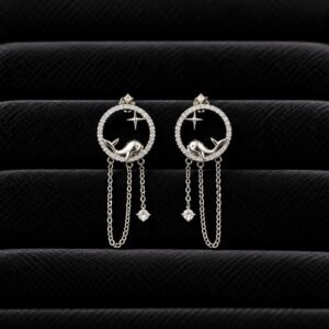 Celestial Dolphin Chain Earrings