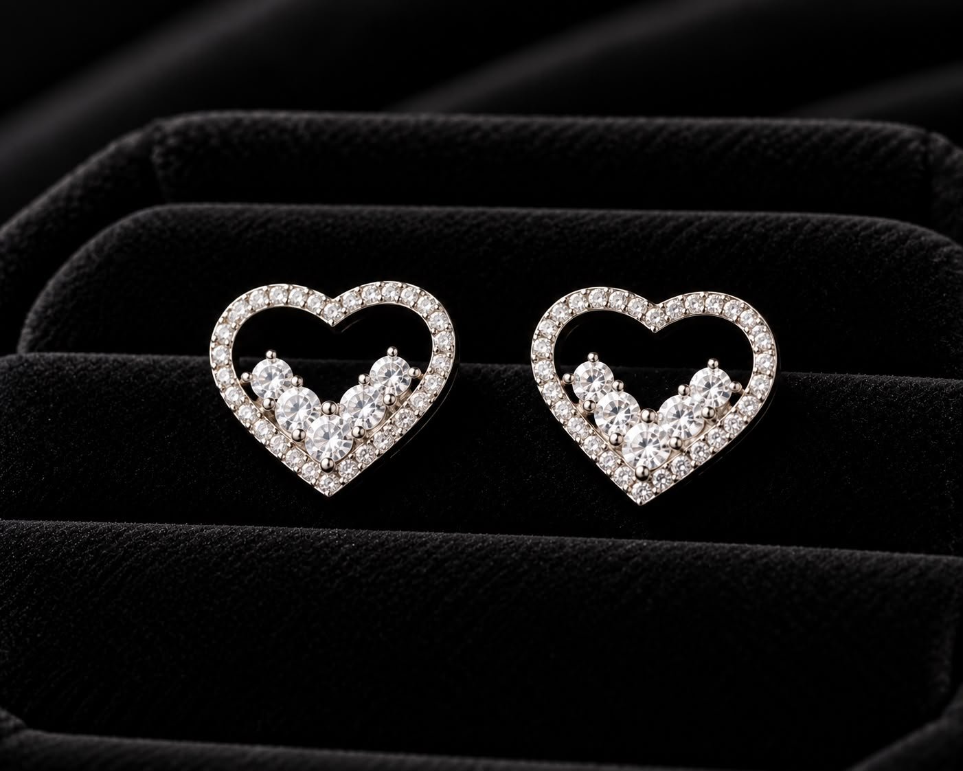 Heartline Sparkle Diamond Earrings